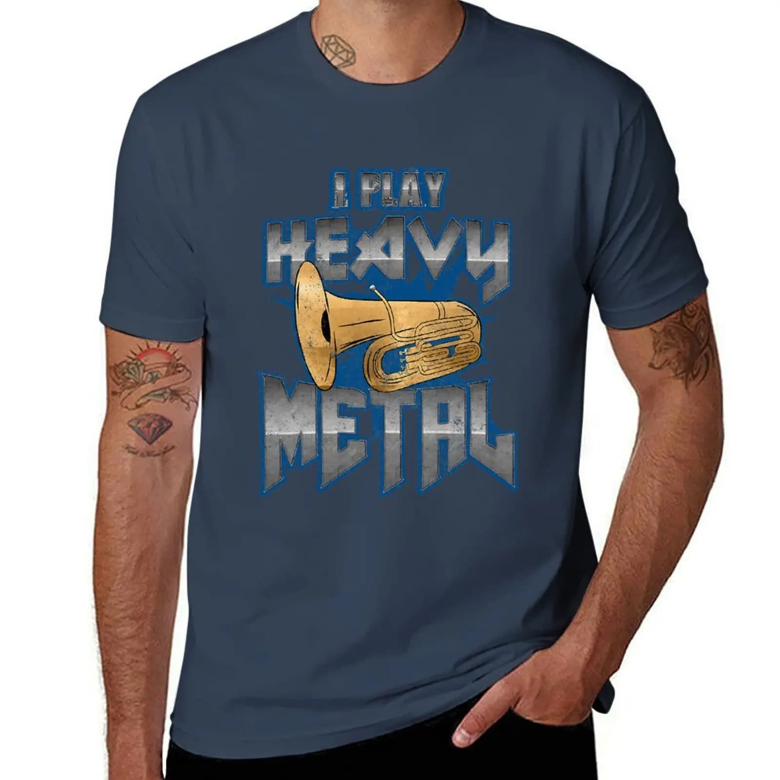 Metal T-shirt Play I Marching Heavy Band Tuba, sweat resistant, for training