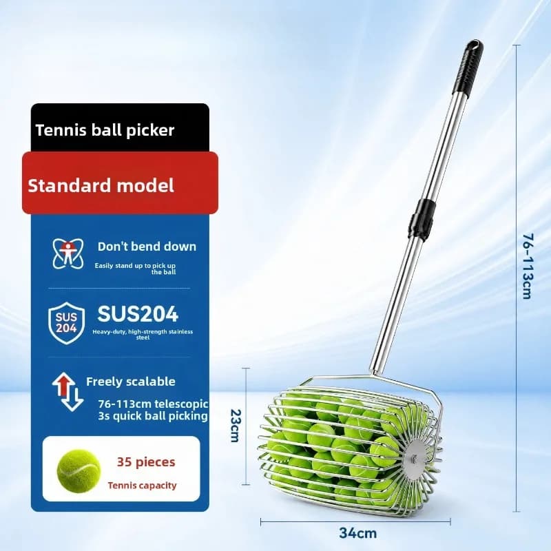 Portable Tennis Ball Picker Rapid Olive Shaped Roller Extendable Automatic Collector Roller Ball Picker Tennis Ball Picker