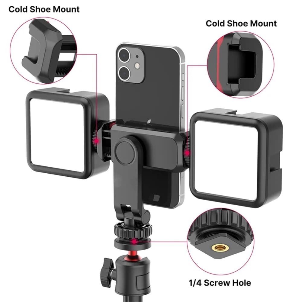 Support for Smartphone and DSLR Camera, Vertical Tripod Clamp for Video and Photography