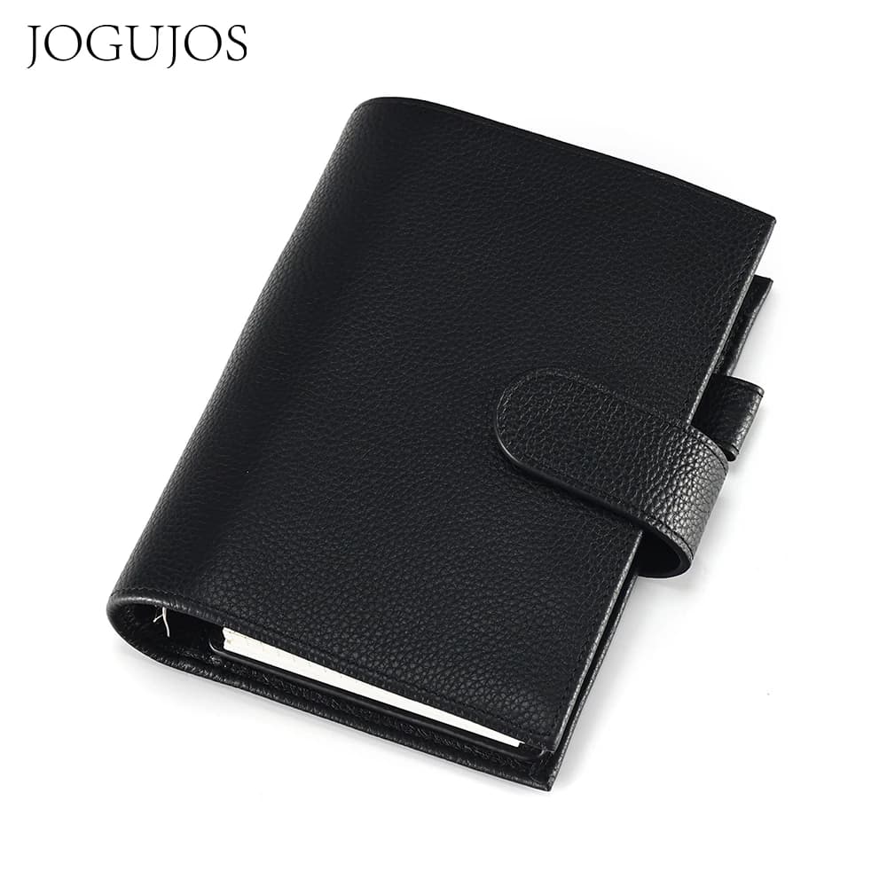 JOGUJOS agenda in vera pelle di mucca raccoglitore per Notebook A6 6 anelli porta carte diario multifunzionale quaderno per schizzi organizzatore a fogli mobili