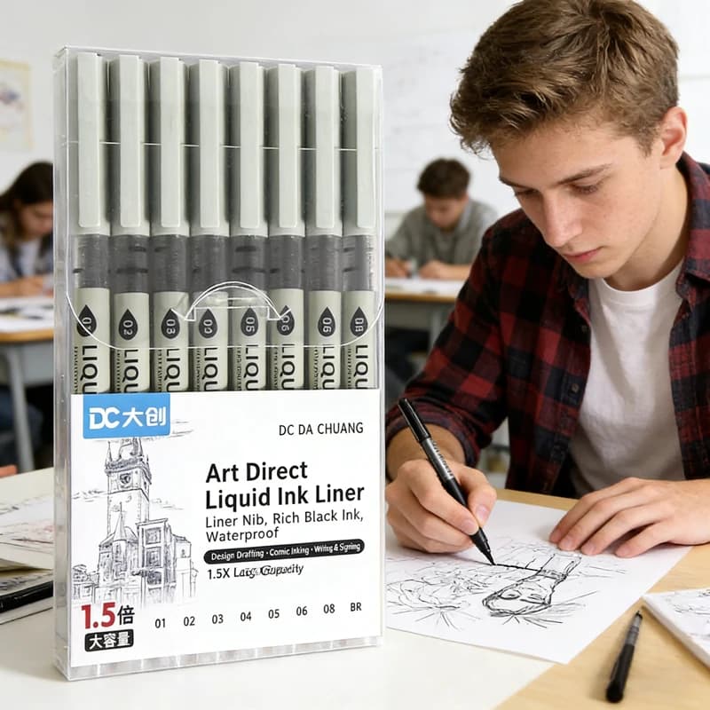 Set di Pennarelli Professionali per Manga da 5/8 Pezzi, Penne a Punta Fine per Disegno, Illustrazione, Calligrafia, Forniture per Artisti e Scuole