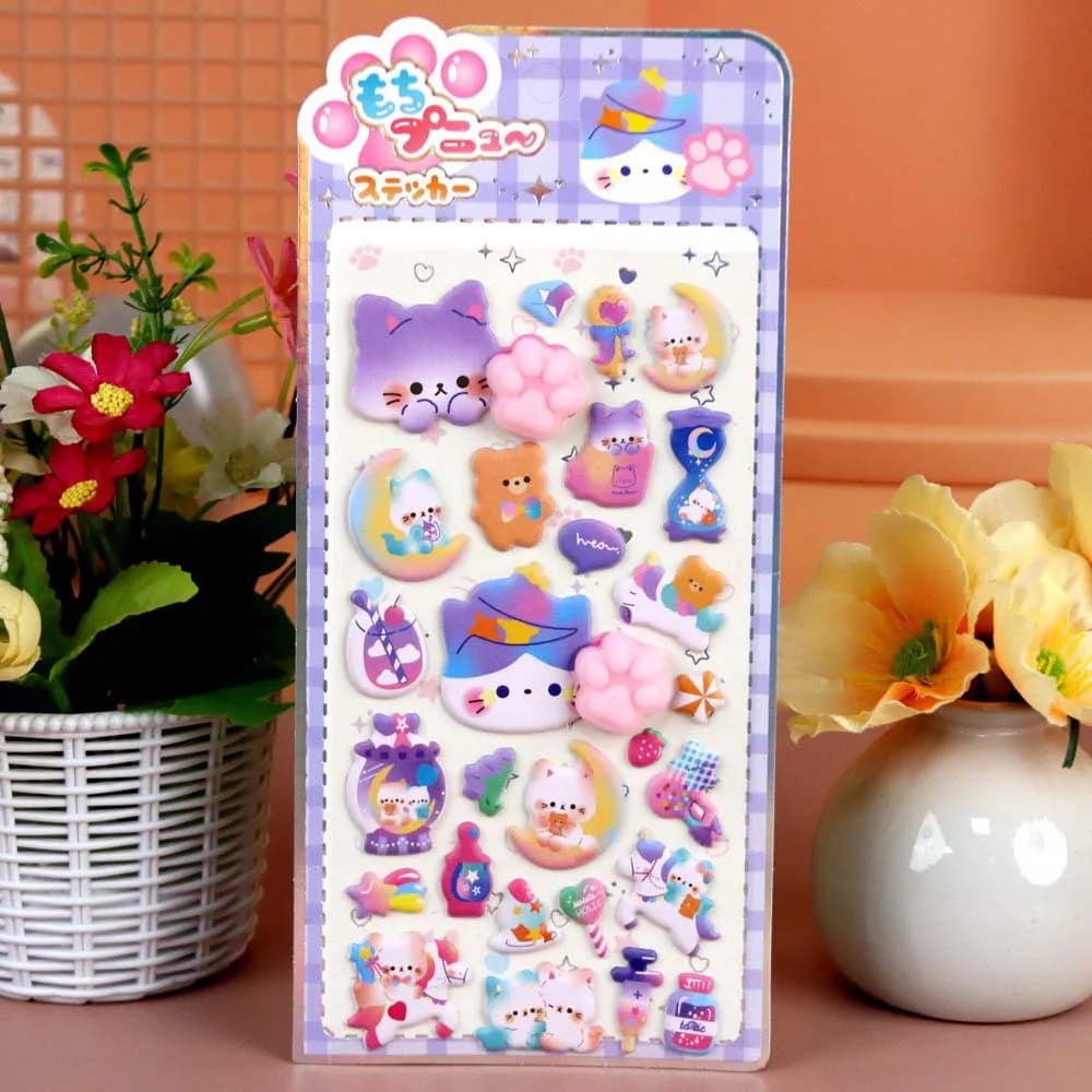 Kawaii 3D Puffy Cat Claw Adesivi Morbidi Pizzicati Natiche Felice Adesivo FAI DA TE Scrapbooking Laptop Cassa Del Telefono Adesivi Adesivi FAI DA TE