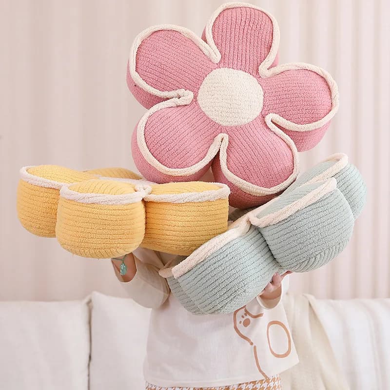 Cuscino del sedile del girasole realistico cuscino per piante di peluche imbottito in cotone giallo rosa Beige cuscino per fiori cuscino per fiori regalo di san valentino