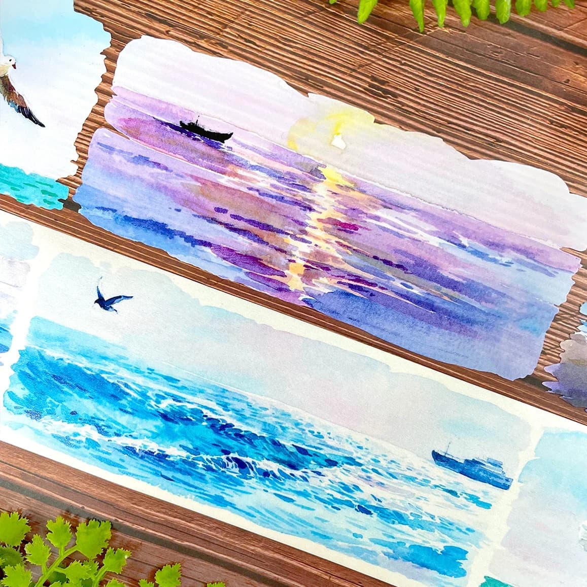 5.8 Blue Beach Wave Reef PET Washi Tape Shadow Sea Journal Landscape House