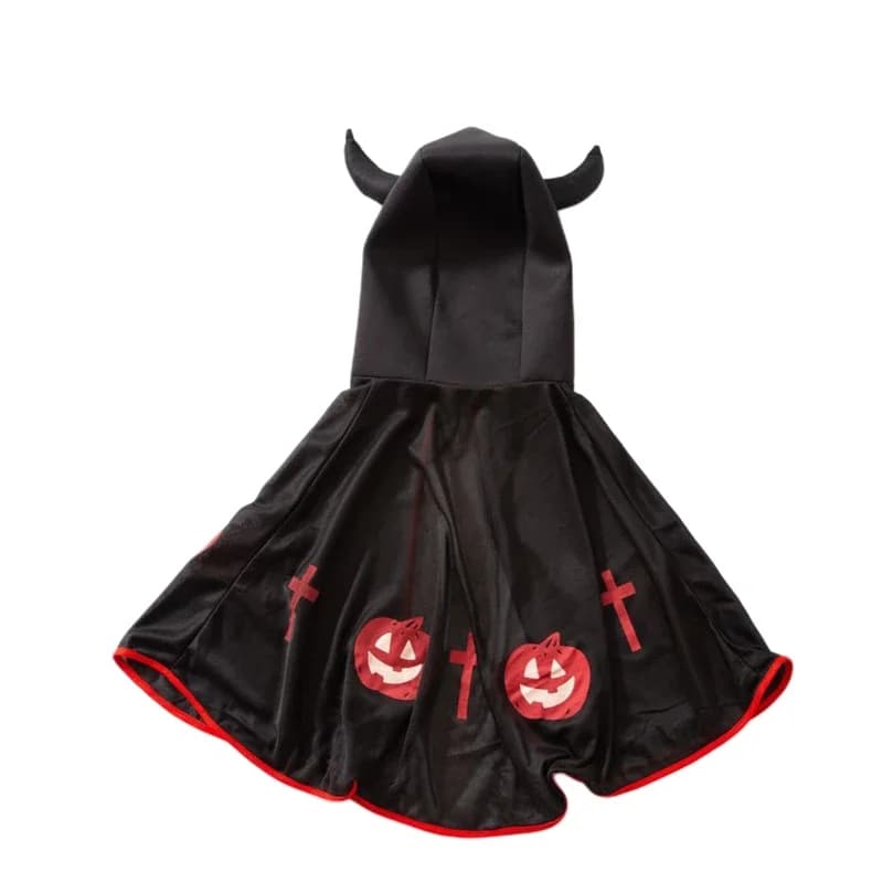 Bambini Halloween Devil mantello con cappuccio Costume zucca stampa Cape Party Prop costumi Cosplay