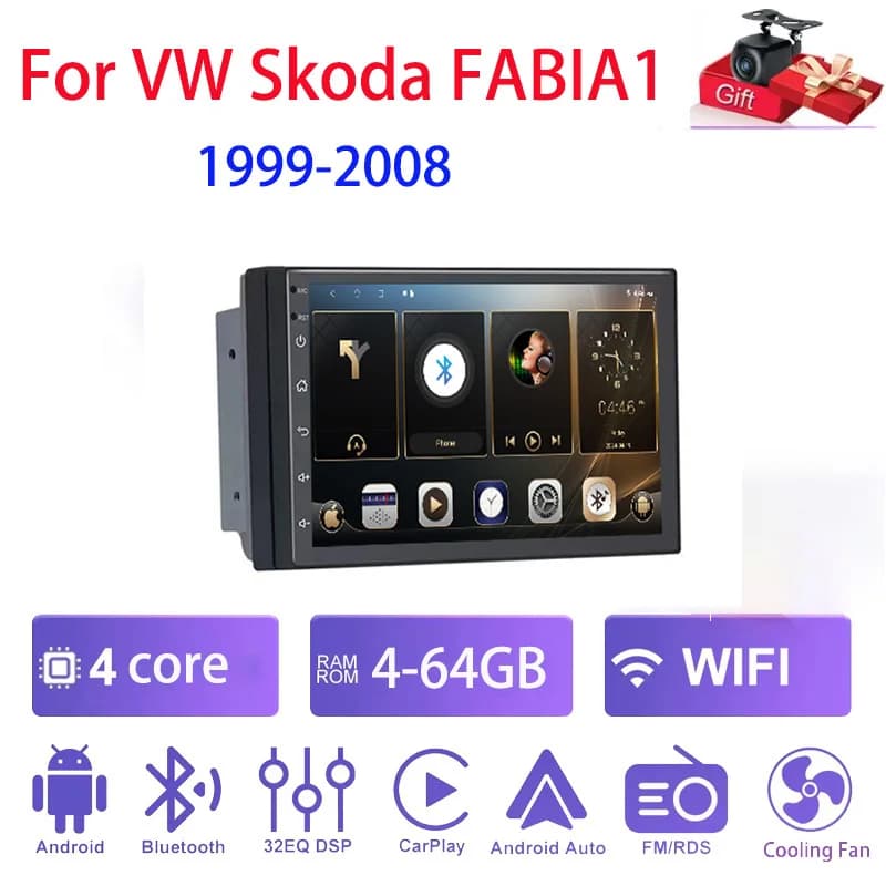 7 "4 + 64 GB Per vw Skoda FABIA1 1999-2008 Autoradio Android13 Automotive Multimedia Video Player Navigazione GPS Carplay Touch