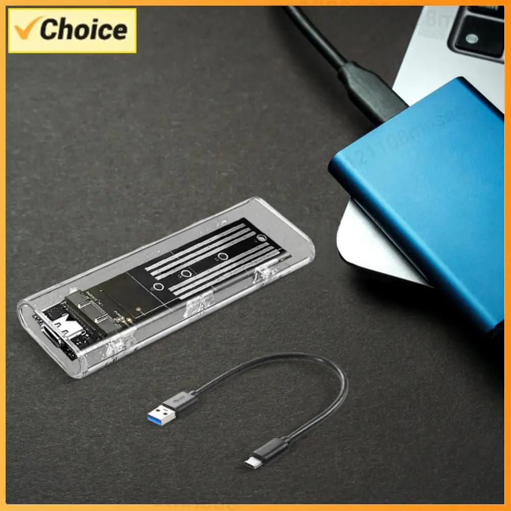 Custodia Esterna Trasparente per SSD M.2 NGFF SATA Tipo C USB 3.1, Adattatore Esterno per SSD 10Gbps per 2230 2242 2260 2280