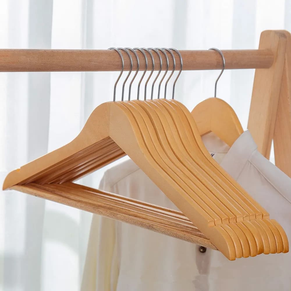10PCS Solid Wood Hangers Wooden Clothes Hangers Seamless Wood Clothes Hangers Home Organizer