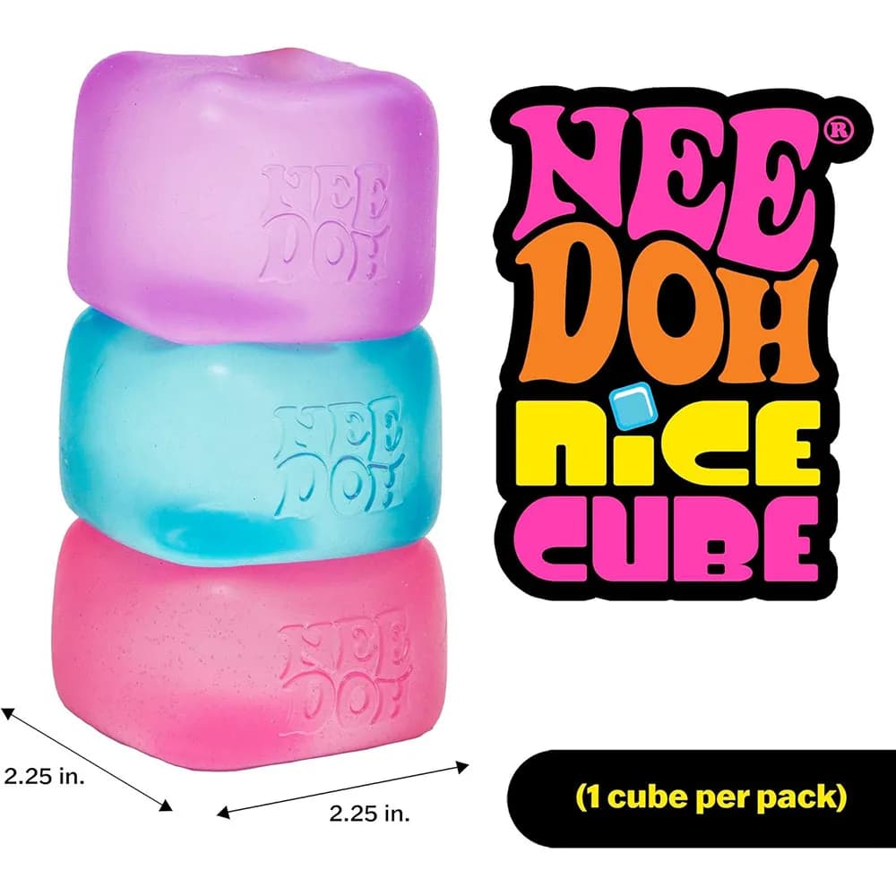 Schylling NeeDoh Nice Cube Giocattolo Sensoriale Antistress Super Solido da Spremere, Giocattolo Sensoriale per Ansia, Cubo da 2,25 Pollici, Regali per Feste