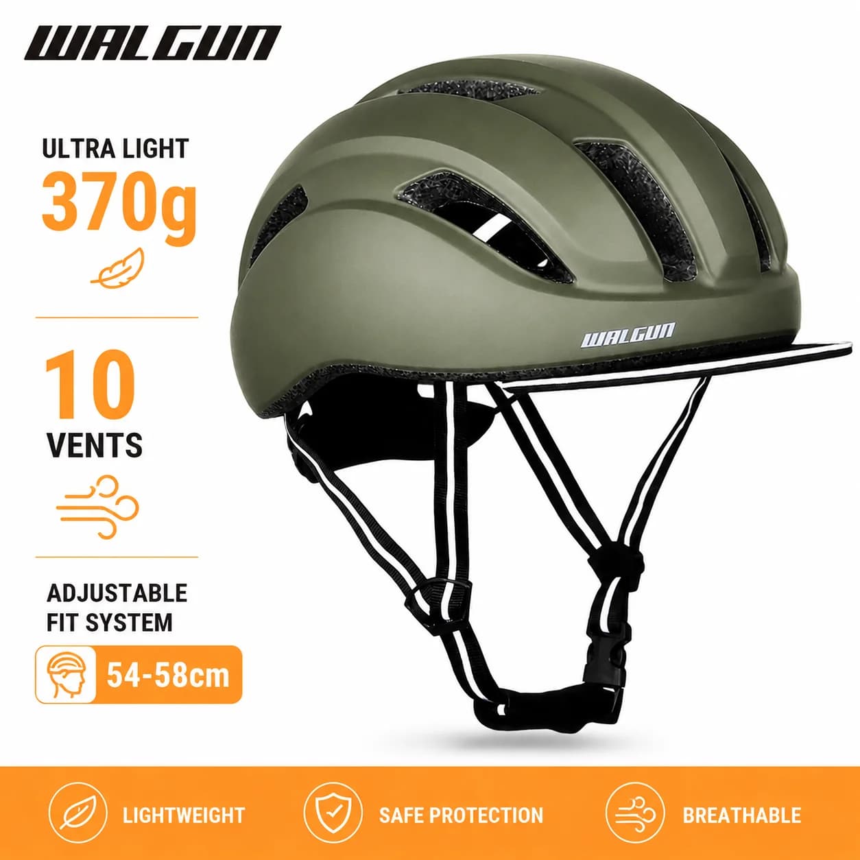 Urban Cycling Helmet WALGUN UB-65 CE Certificate, Lightweight and Safe for Road Bike, MTB, Mountain Bike, E-Bike and Urban Pendolarism