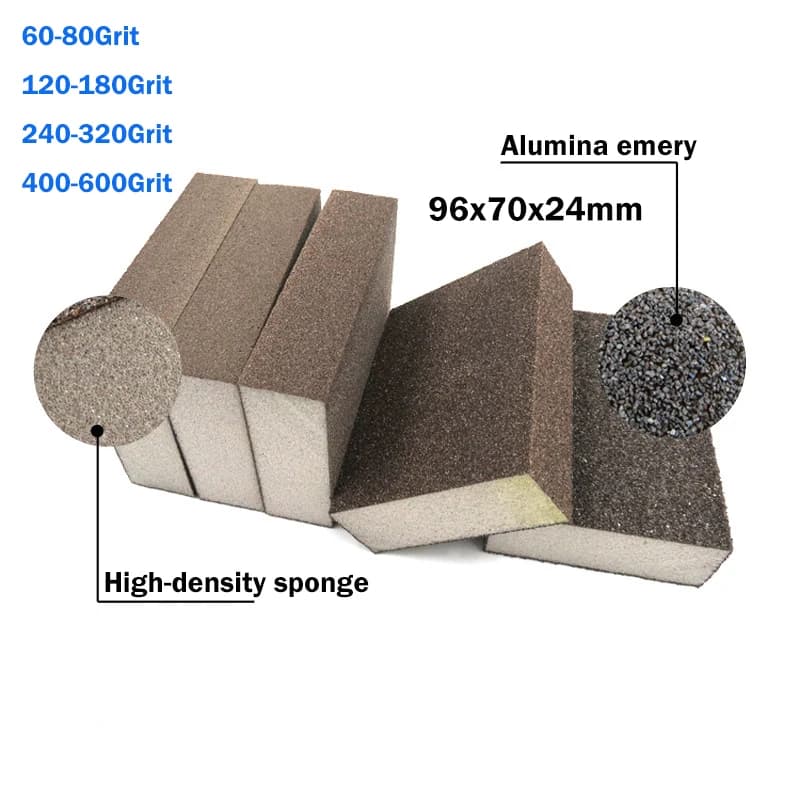 Blocchi di spugna smeriglio 60 grana ~ 600 grana 96x70x24mm spugna per levigatura spugna per molatura da parete per metallo plastica legno lucidatura della vernice