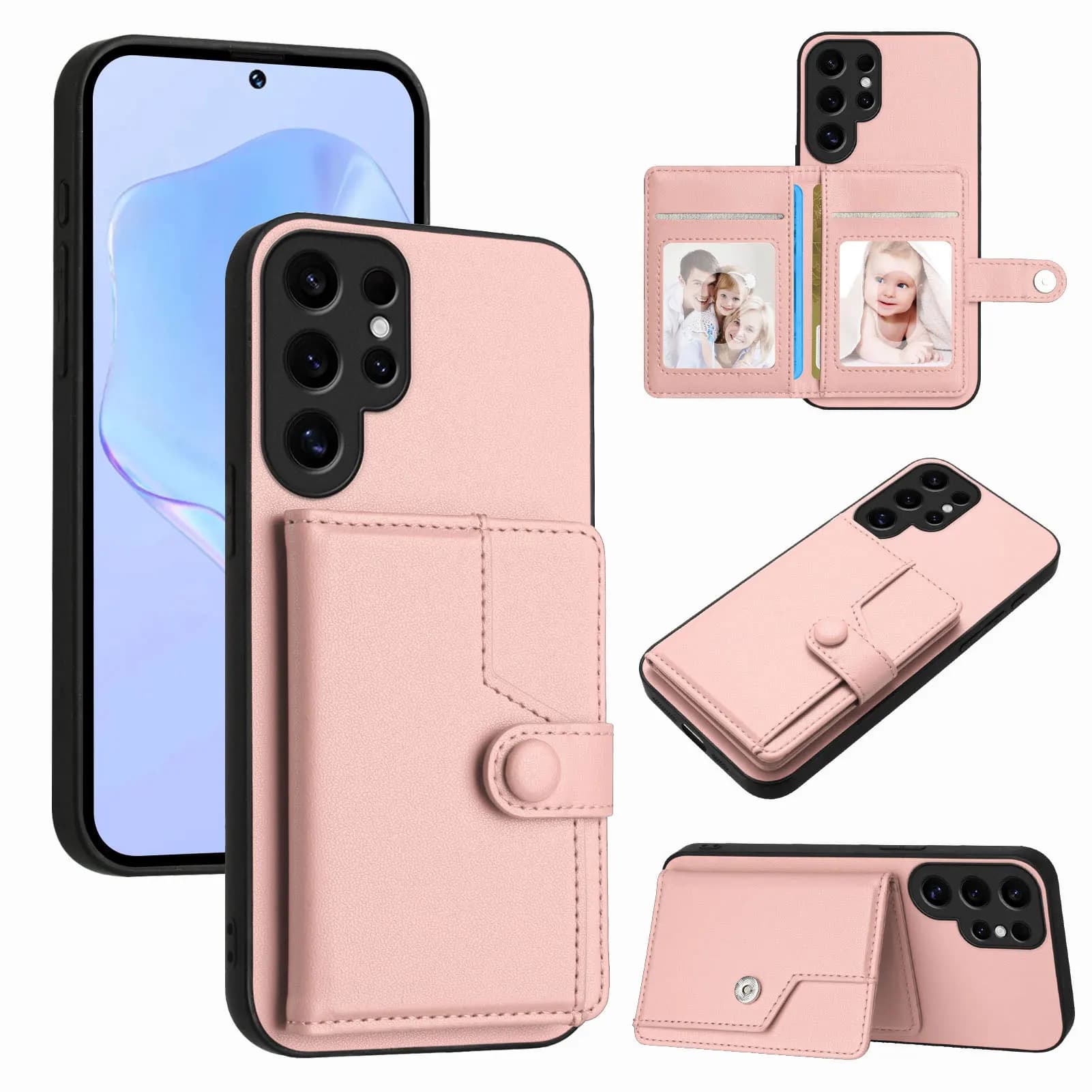 Luxury Business Multi-Card Leather Wallet Phone Case for Samsung S26 Ultra S25 S24 S23 S22 A17 A27 Edge Protection Slim Cover