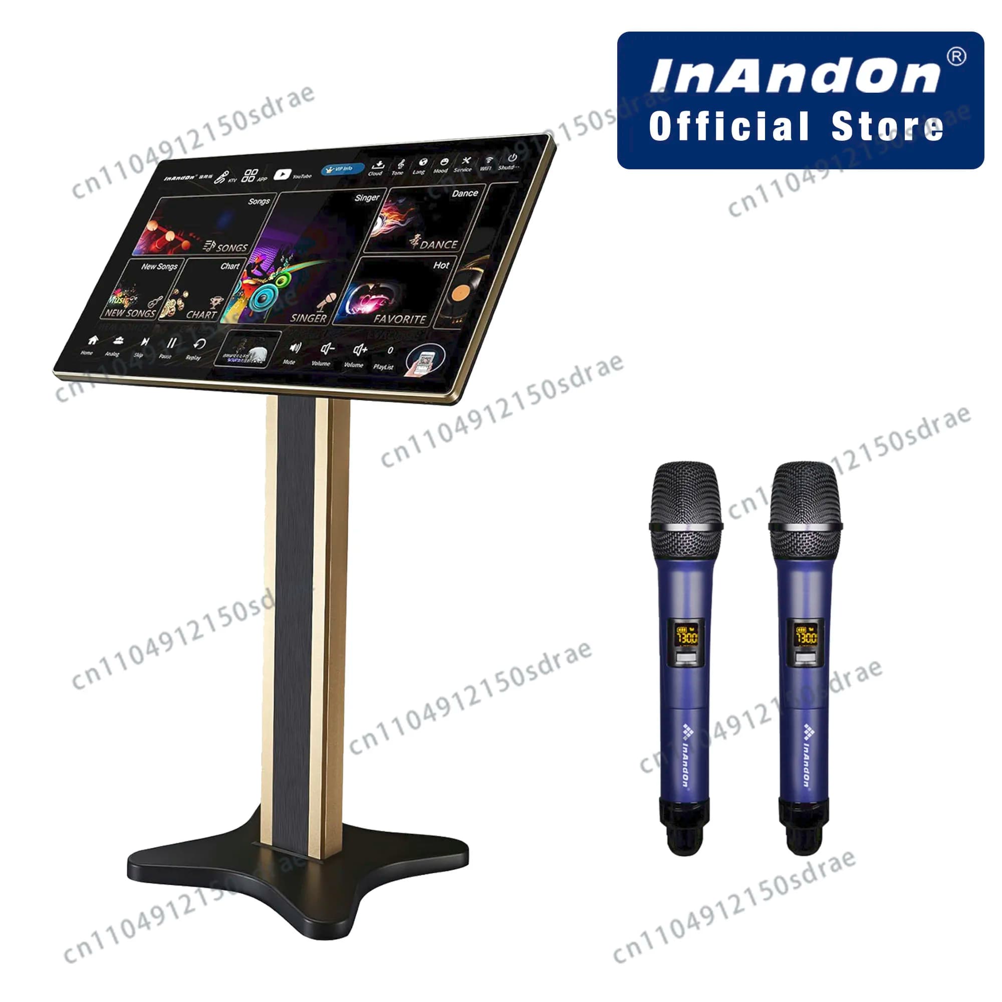 InAndOn KV-HT215 Karaoke Machine 4in1 KTV System 21.5" Touch Screen 2 Wireless Mics YouTube Cloud Library Bluetooth WiFi