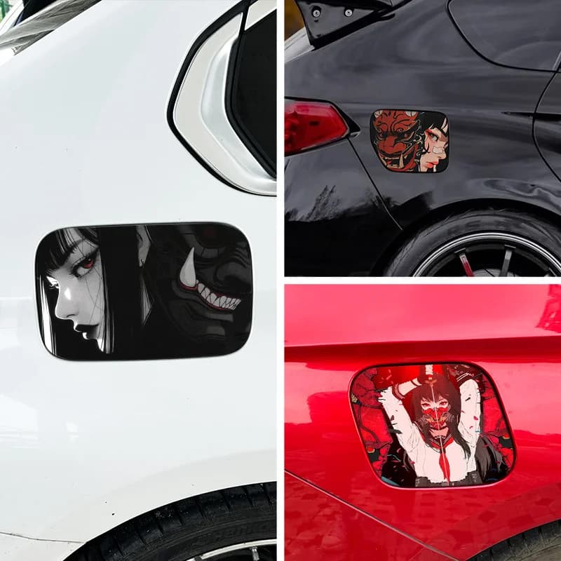 1 adesivo per auto con motivo JDM girl, copertura protettiva antigraffio per il tappo del serbatoio del carburante, adesivo impermeabile e resistente al sole