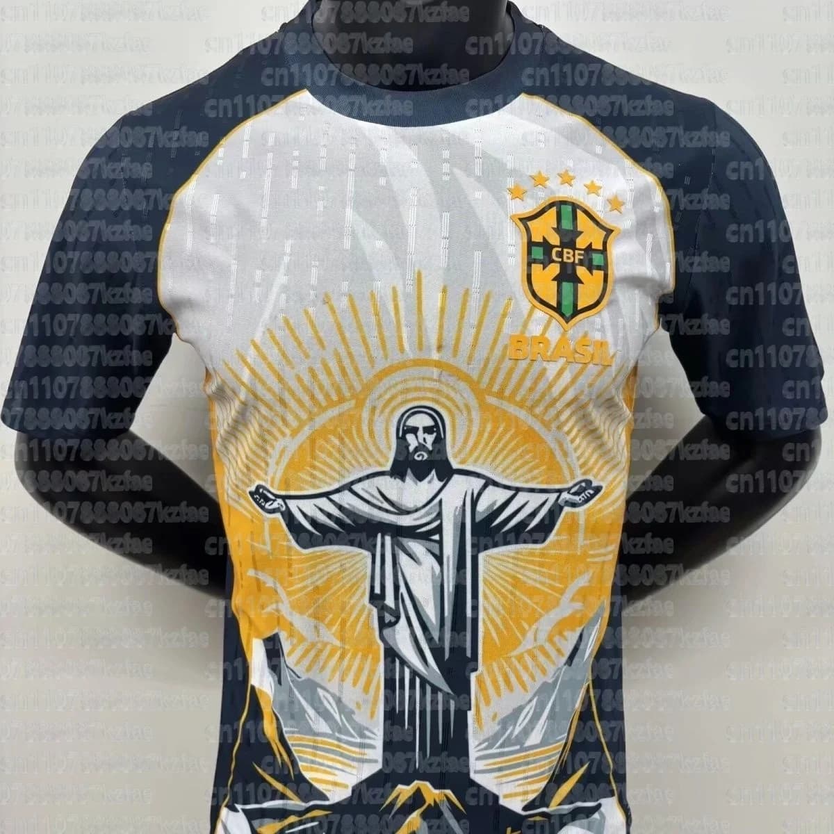 Summer training sweater for parents and children, special Brazilian edition, black and gray Jesus football jacket, quick drying t-shirt for outdoors