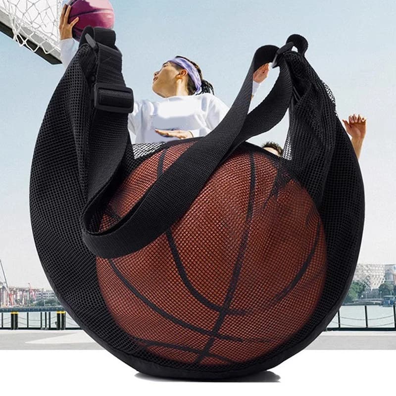 1 bag for single ball with zipper pocket bag to store ball in net sports equipment net to store sling with coulisse for basketball transport
