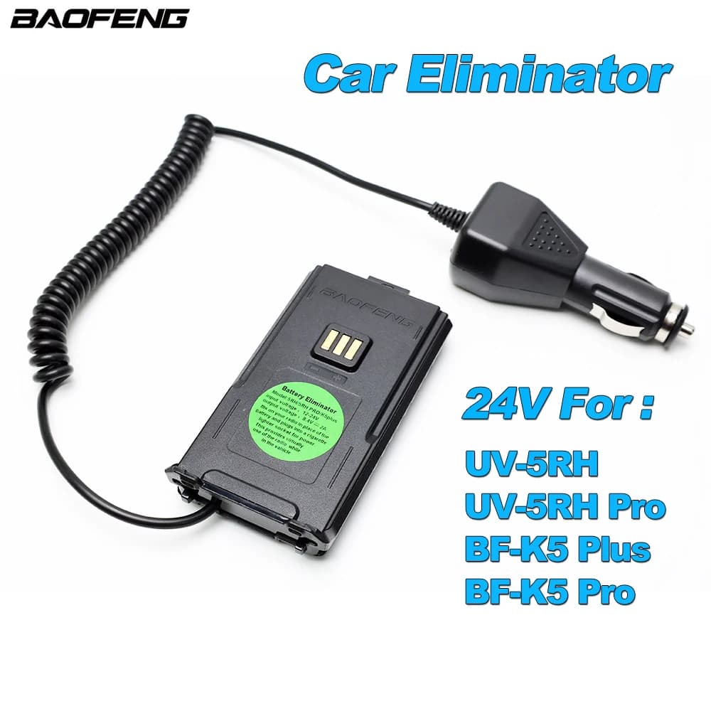 Eliminatore di veicoli adattatore batteria caricabatteria per auto 12-24V per Baofeng Walkie Talkie UV5RH UV-5RH Pro BF-K5 Plus K5Pro radio a 2 vie