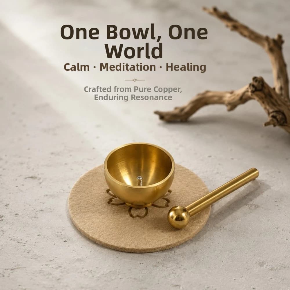 New Mini Singing Bowl Set Handmade with Mallet and Ball Meditation Sound Bowl Brass Relaxing Sound Copper Chant Bowl for Sound