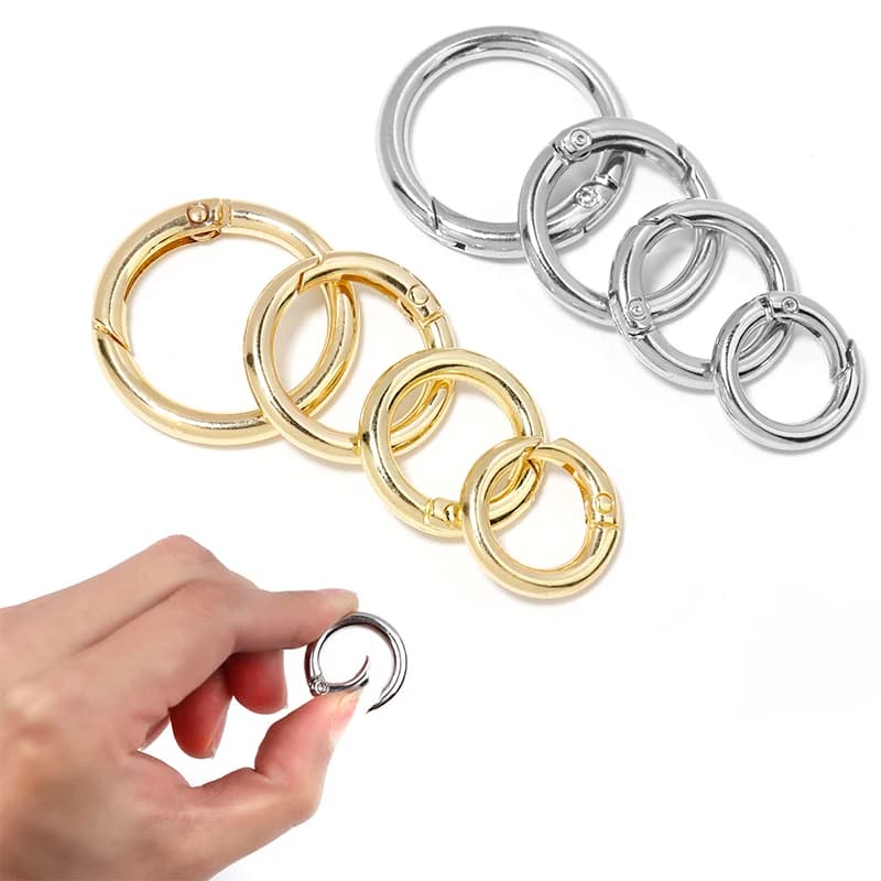 5/10 pz metallo O Ring chiusure a molla apribile rotondo moschettone portachiavi borsa clip gancio cane catena fibbie connettore per gioielli fai da te