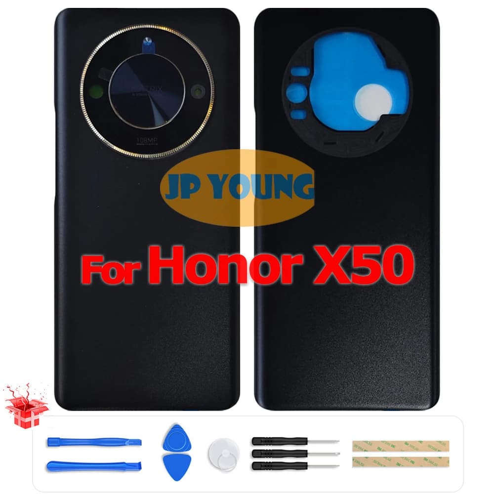 Original Battery Back Cover Glass Rear Door Housing with Camera Lens for Honor X50 ALI-AN00 - Replacement