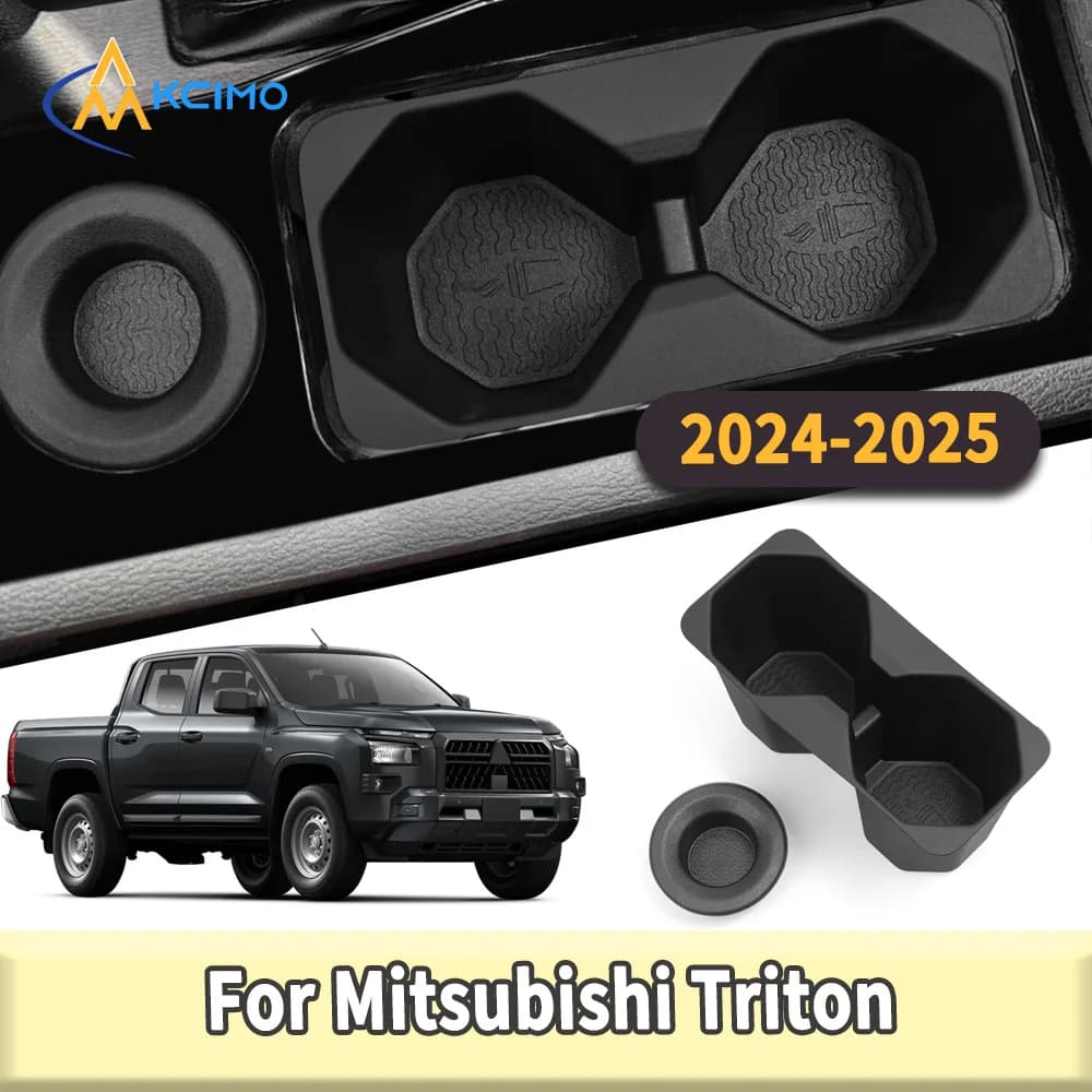 TPE Ammortizzante Portabicchieri Organizzatore per Mitsubishi Triton 2024 2025 Nero Vassoio portaoggetti Stivaggio Accessori interni auto