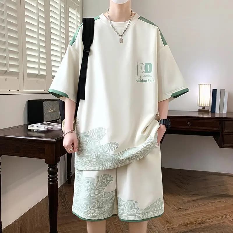 Full Coordinated Boys' Summer: Sleeve T-shirt Court and Shorts in Ice Silk, Sport Clothing Casual Elegant