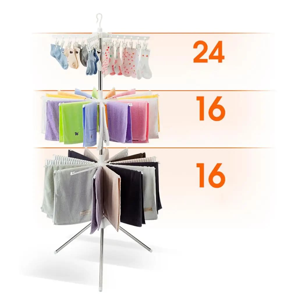 Foldable 3-tiers stainless steel towel rack Children's self-supporting clothes rack for home clothing supplies