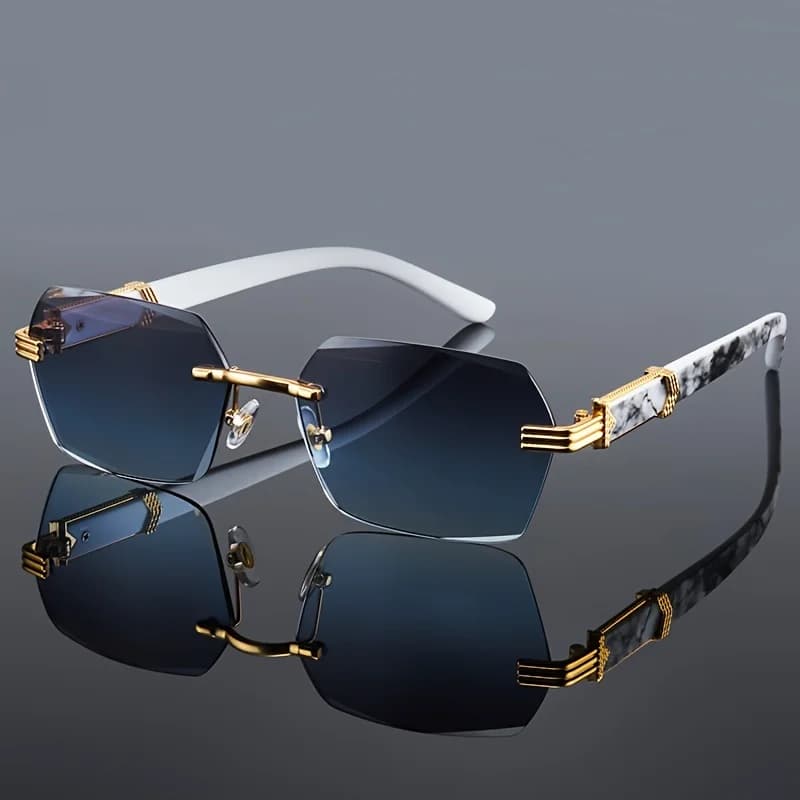 Cute Basic Classic Small Square Rimless Sunglasses Men Women Popular Frameless Sun Glasses Summer Traveling Outdoor Sun Protection Shades