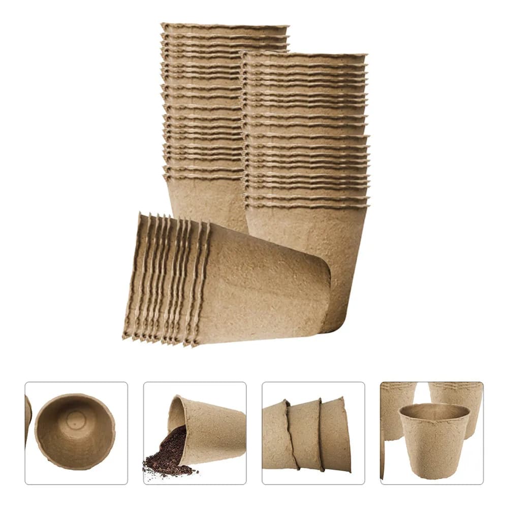 1Set Biodegradable Paper Flower Pots Nursery Planting Case Garden Propagator Pulp Seed Starter Tray for Flowers