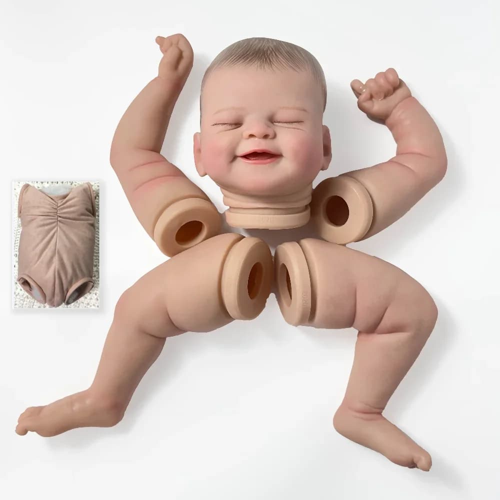 19Inch Reborn Doll Kit Alisha Lifelike Soft Unfinished Painted Doll Parts with Cloth Body 3D Painting Skin with Visible Veins
