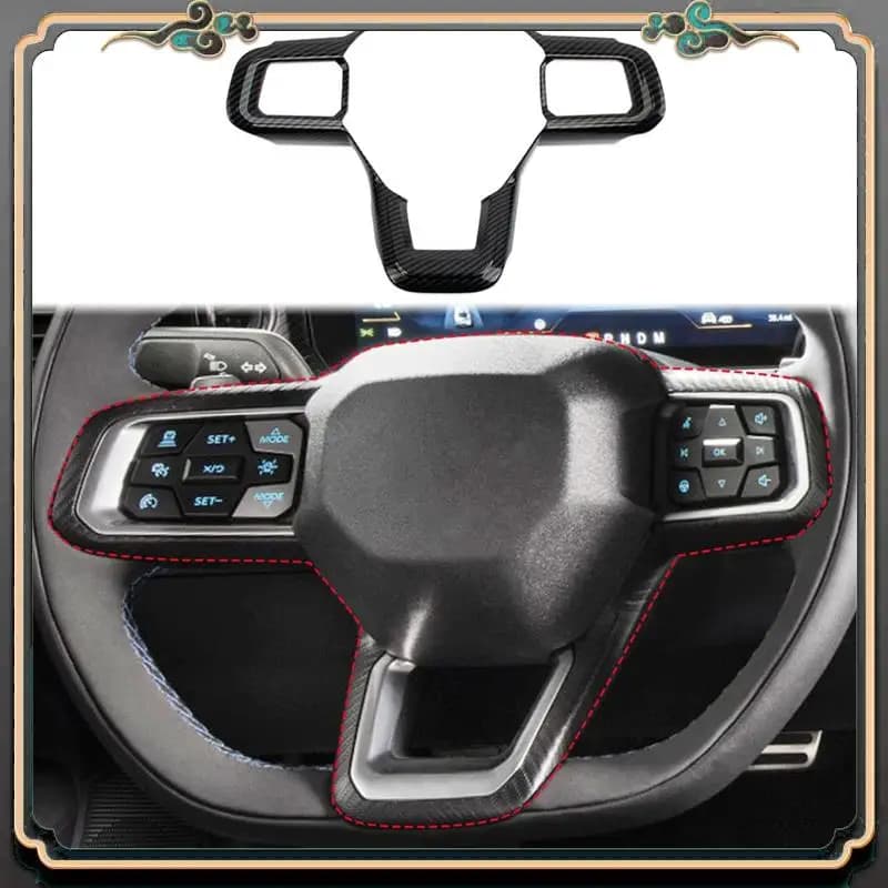 M45K-Car Steering Wheel Cover Trim For Ford Mustang 2024 Interior Accessories Carbon Fiber