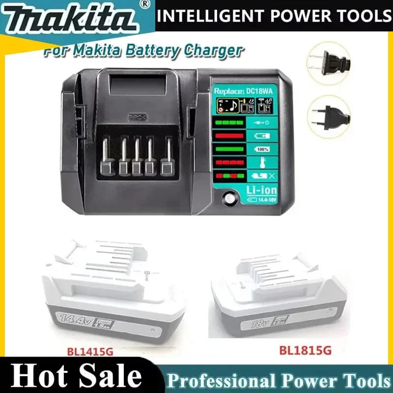 Caricabatterie Makita DC18WA BL1815G BL1413G agli ioni di litio per batterie Makita serie G 14.4V-18V, caricabatterie per utensili ricaricabili 100V-240V