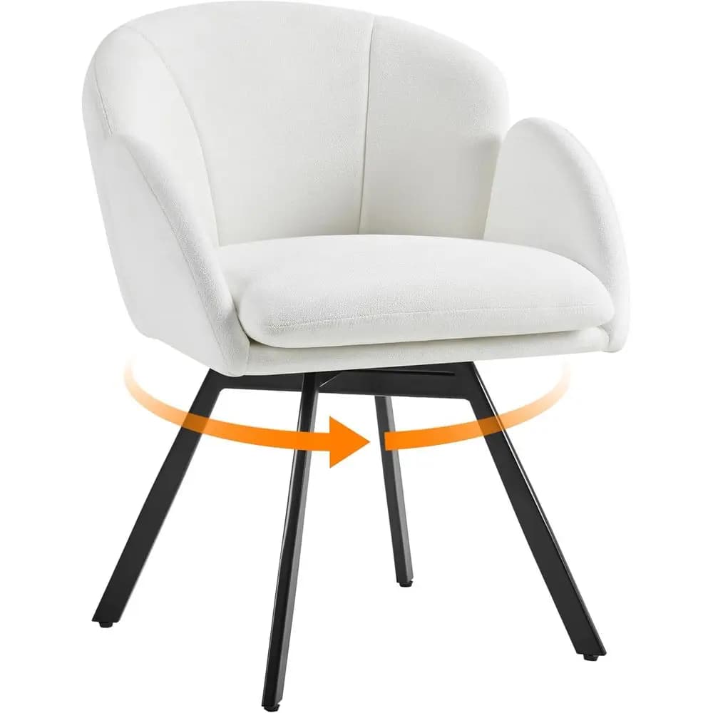 Swivel Accent Chair, lower Chenille Armchair, Vanity Chair Side Chair with 360-Degree Swivel Base and Seat Cushion or Living Roo