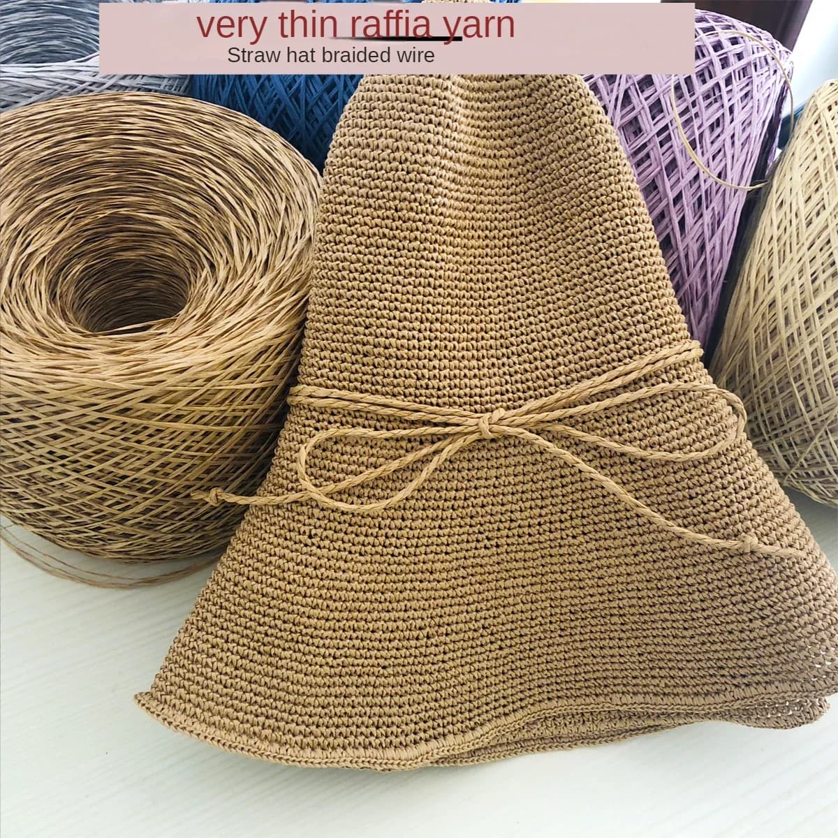 250g sottile rafia filato di carta erba cotone per maglieria e uncinetto fatto a mano fai da te cappello di paglia borsa pantofole tessere filo rotondo estate