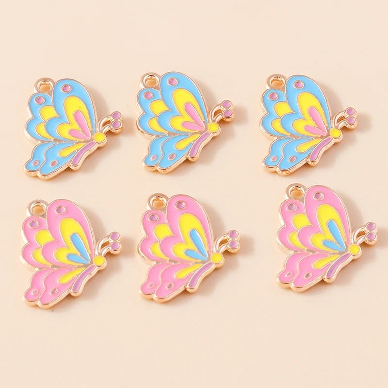 20pcs 18x20mm Cute Enamel Flying Butterfly Charms for Jewelry Making Earrings Pendants Necklaces Bracelets DIY Craft Accessories