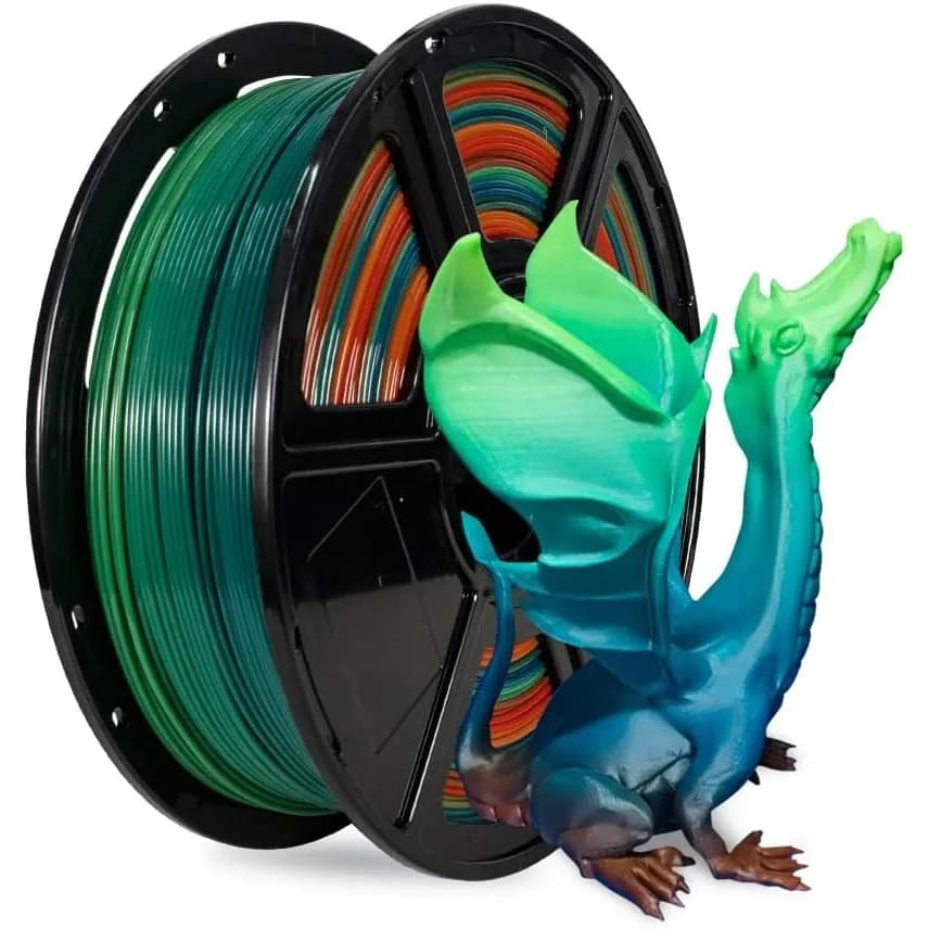 Filamento PLA 1.75mm Arcobaleno Bobina da 1kg, Alta Precisione +/-0.02mm, Facile da Stampare con Basso Odore per la Maggior Parte delle Stampanti 3D FDM