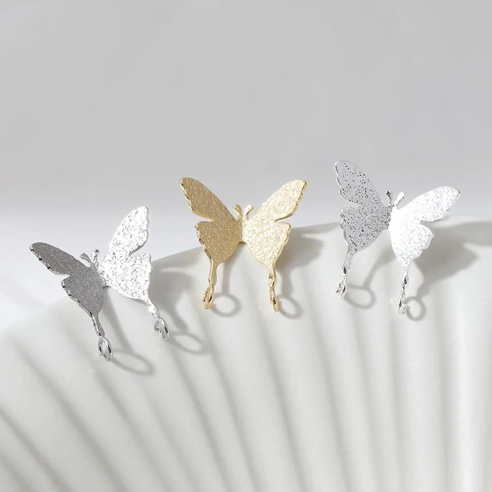 4 pieces delicate butterfly shaped butterfly earrings jewelry components diy brass plated gold 14k accessories 17*16mm