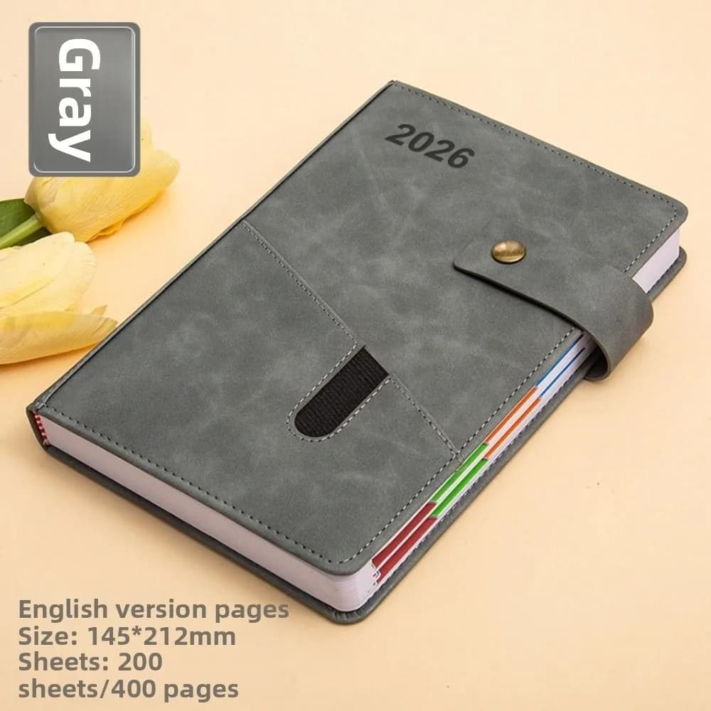 Agenda Planner 2026 in Inglese, Blocco Note 12 Mesi, Resistente all'Usura, 365 Giorni, Taccuino Efficiente Portatile con Carta Spessa