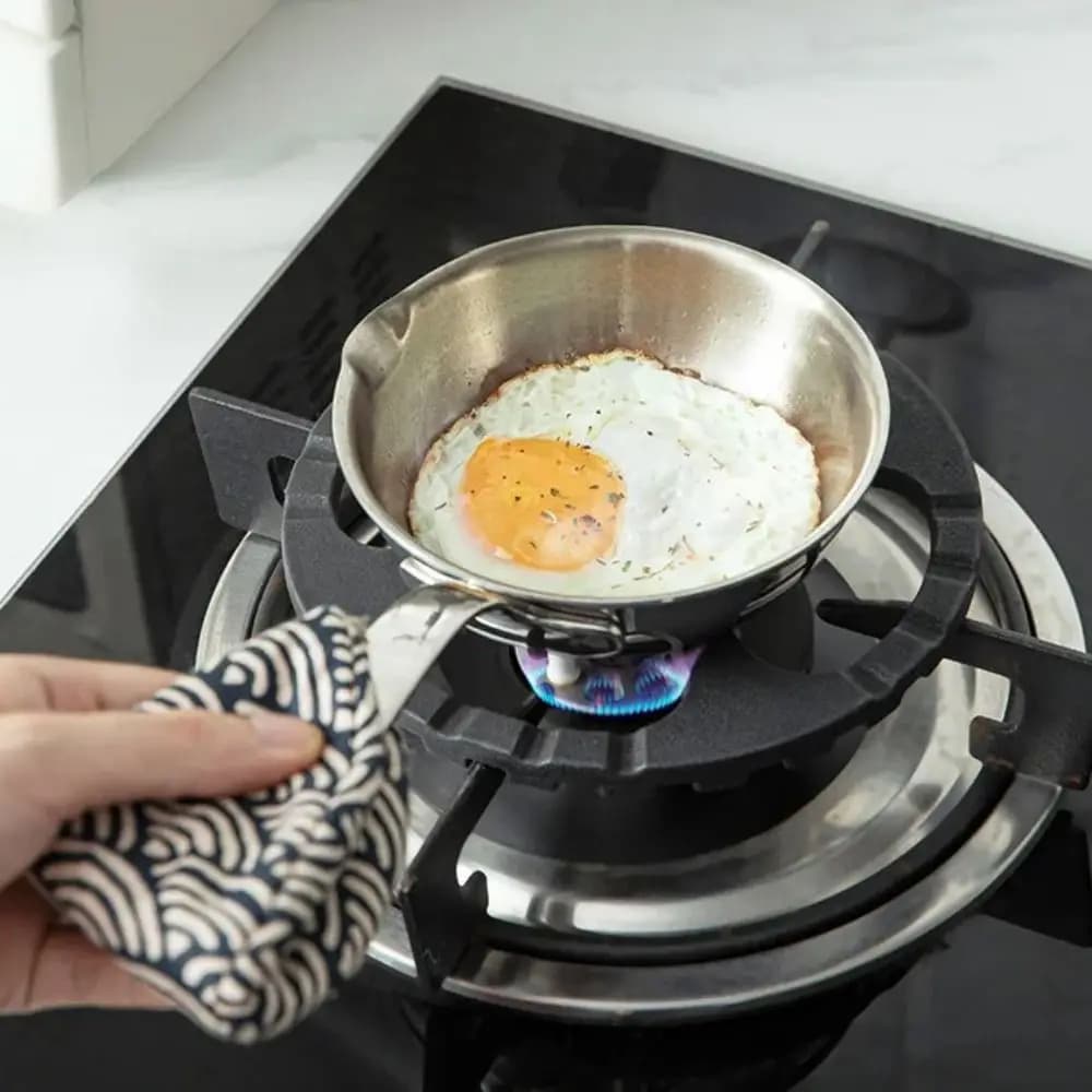 Stainless Steel Anti-Flat Panel with Side Drainage 13cm, Anti-Flat Locks, Silver, Fast Heat Conduction, Breakfast Pen