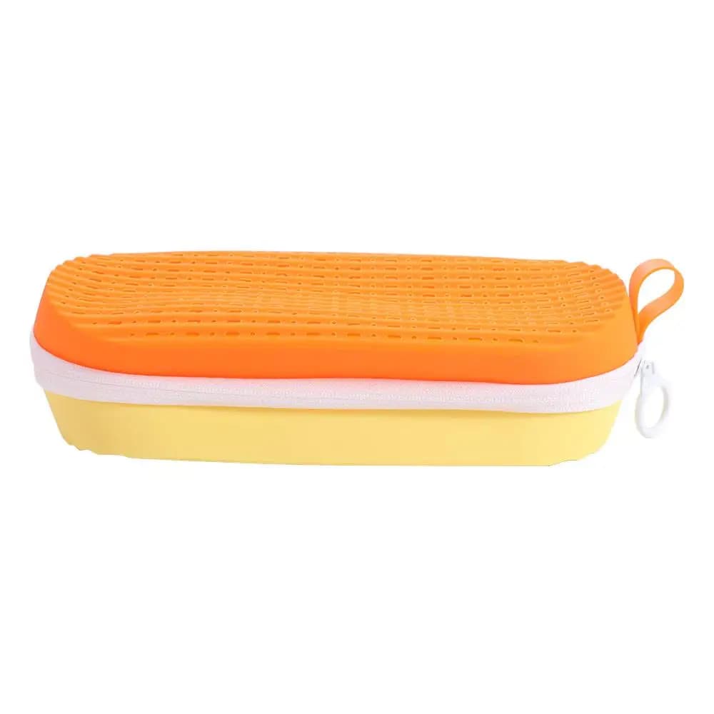 Custodia in silicone per occhialini da nuoto, portatile, impermeabile, con cerniera e moschettoni, morbida custodia per occhiali da sole, per nuotatori