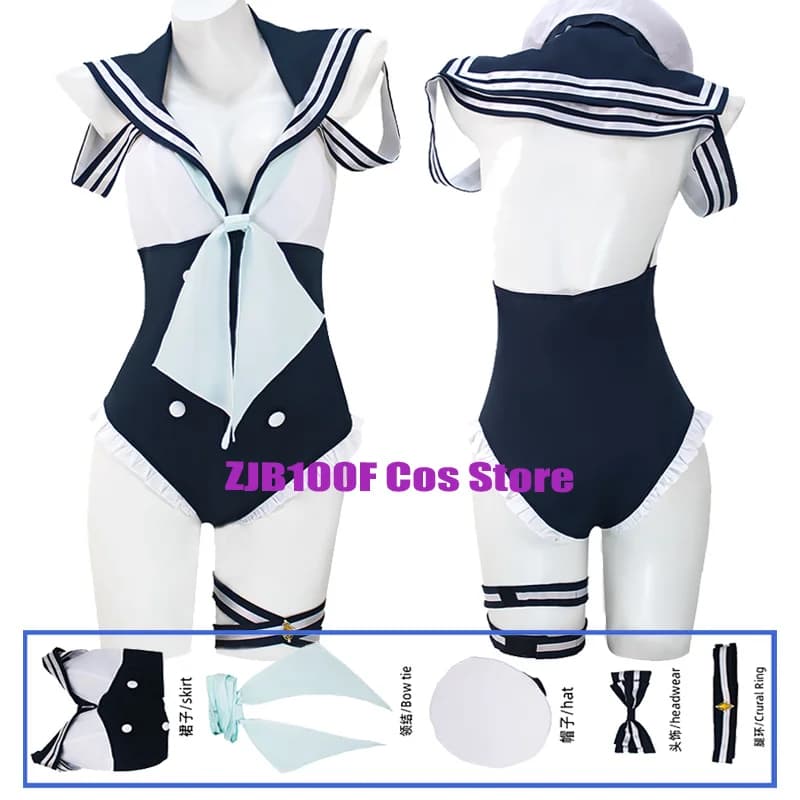 Costume Marin Cosplay Anime My Dress Up Darling, Costume Marin Kitagawa per Donne, Sexy Costume da Bagno Stile Marinaio con Cappello, Set per Feste e Giochi di Ruolo
