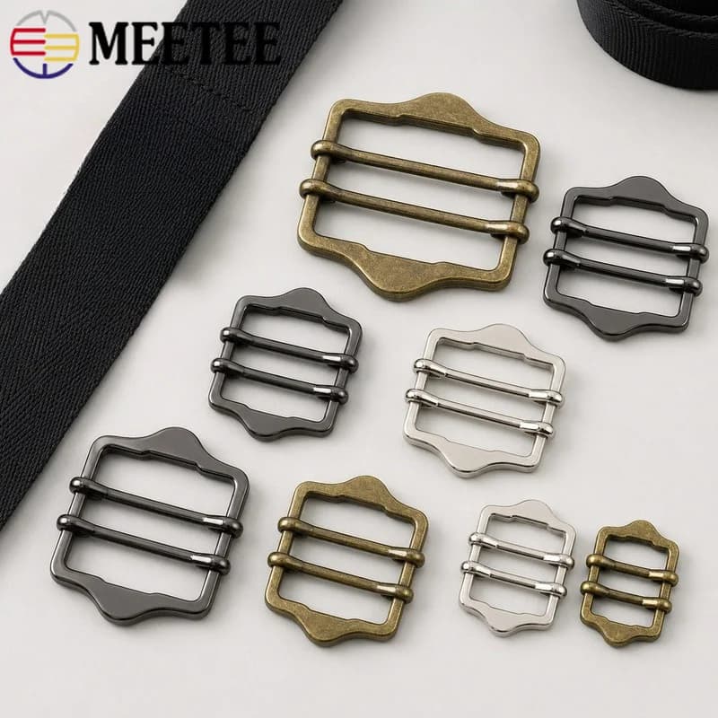 30Pcs 20-40mm Metal Tri Glide Slider Clasp Double Pin Buckle Garment Belt Bag Strap Adjuster DIY Hardware Sewing Accessories