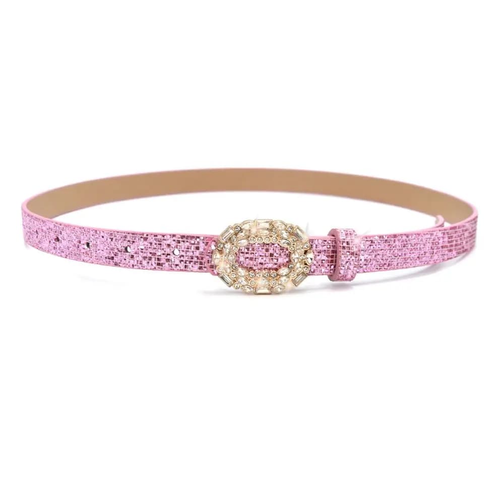Vintage Bling Bling Sparkling Rhinestone Belt Versatile Glitter Slide Buckle Belt Luxury Brand Design Trendy Waistband Women