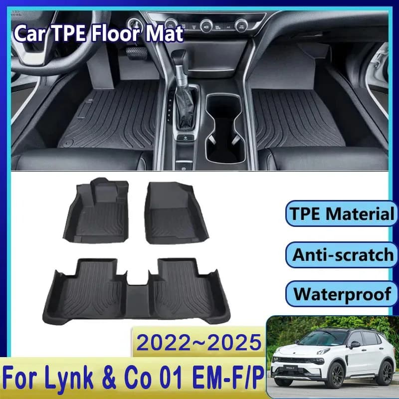 Car mat for Lynk & Co 01 EM-F EM-P CX11 PHEV 2022 2023 2024 2025 waterproof mud carpet for feet TPE full carpet accessories