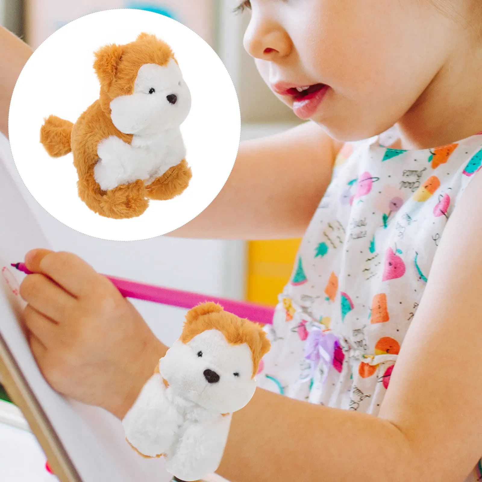 Braccialetti a scatto con animali dei cartoni animati, eleganti e morbidi in cotone PP, ideali come bomboniere per feste per bambini, regali a tema, braccialetti a scatto all'ingrosso.