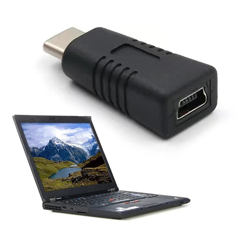 Adapter from mini USB female to type C male charging adapter from mini type T female to cable data