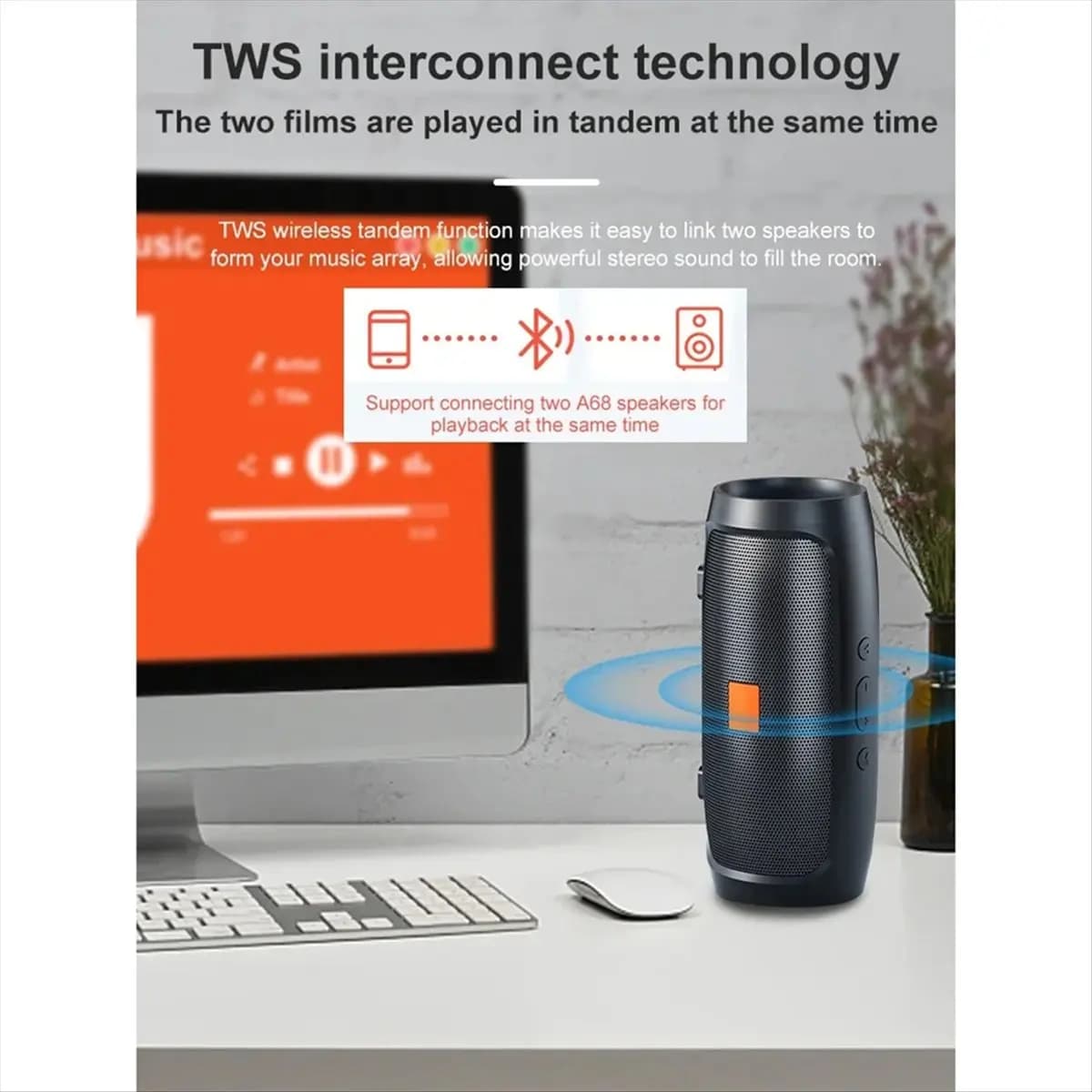 Altoparlante Bluetooth CCDDBG con Doppio Speaker Stereo, Riproduzione TF USB, Radio FM, Trasmissione Vocale, Subwoofer Portatile Wireless