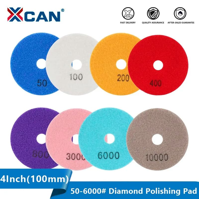 XCAN Polishing Pad 4inch(100mm) Diamond Dry/Wet Sanding Grinding Disc 50-6000 Grit for Tile Marble Granite Ceramic Abrasive Tool