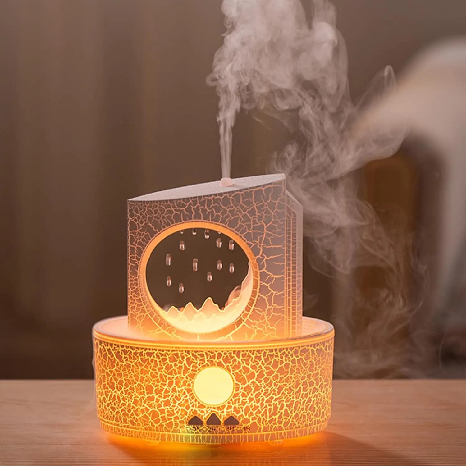 Umidificatore UltraSmall da 300 ml con luce e diffusore di oli essenziali per camera da letto, hotel, palestra, sala yoga