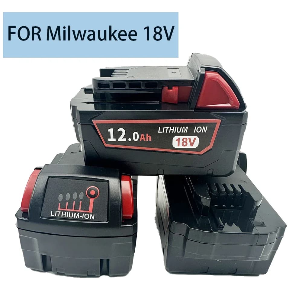 18V M18 For Milwaukee Power Tool Battery, Charger, BR, XC, 18V, 12000mAh M18B5, 48-11-1860, Built-in 18650 Battery